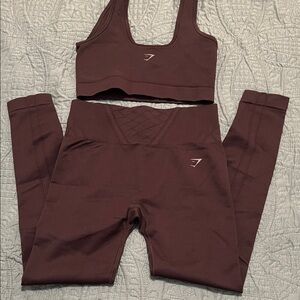 Gymshark Burgundy Seamless Sports Bra & High-Waist Leggings Set